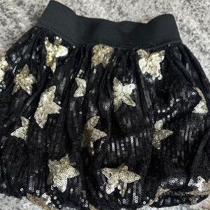 Children’s Place 1989 Black and Silver Star Sequin Mini Skirt Size 5